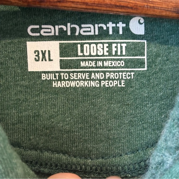 Carhartt Green Hoodie 3XL Loose Fit Graphic Sweatshirt Logo Pullover - Picture 3 of 4